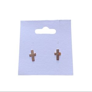 Gold colored Cross Earrings